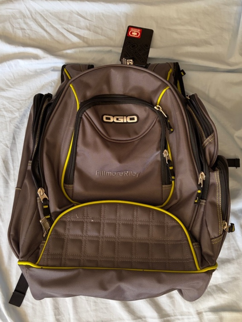 OGIO Brown Backpack with Yellow Accents